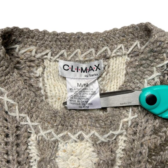 80s Vintage Oversized Grandpa Sweater Cableknit Crochet Knitted Pattern Stripe. - Picture 5 of 5
